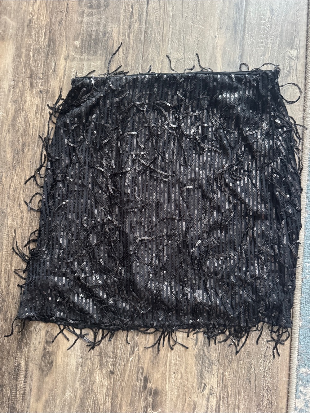 a new day Black Sequin Fringe Mini Skirt